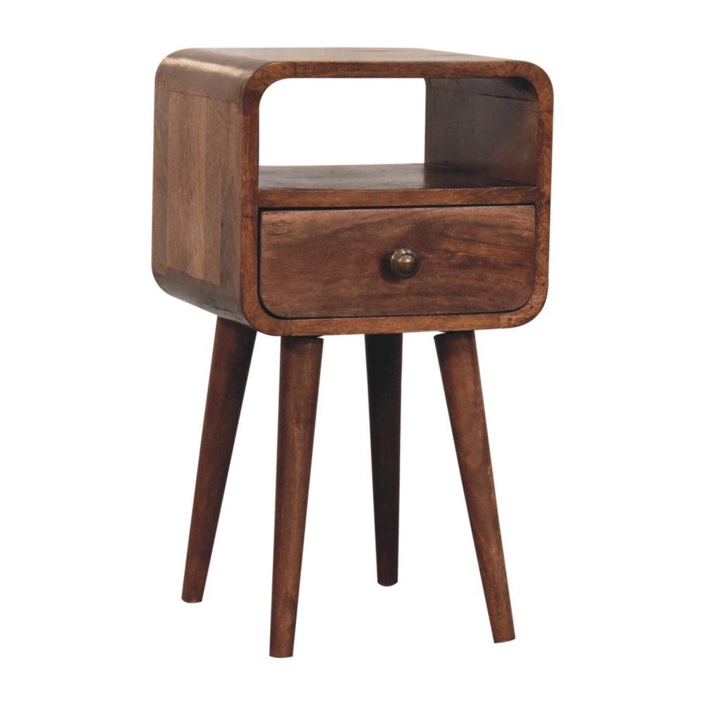 Brown Solid Wood Square One Drawer Nightstand - 22-inch