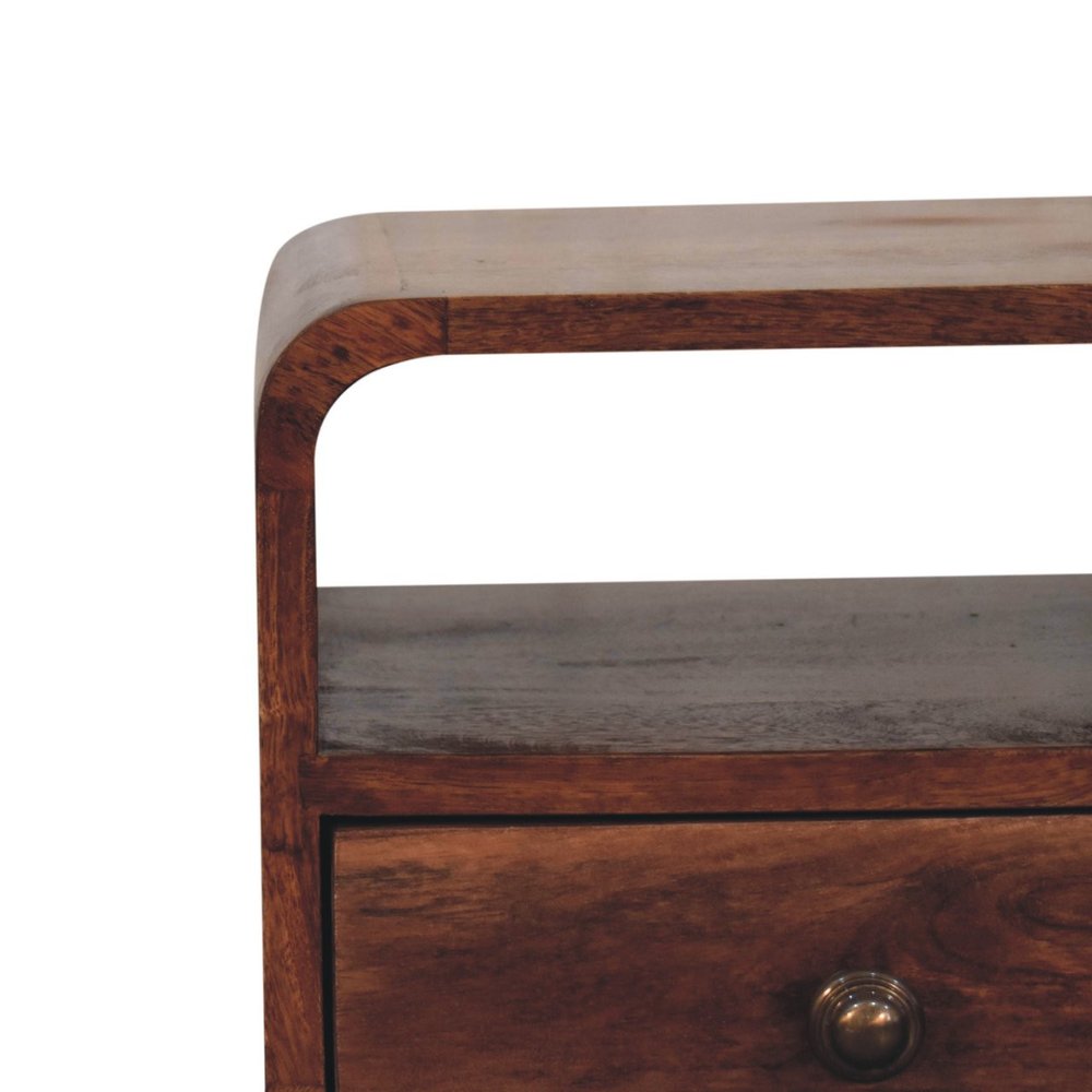 Brown Solid Wood Square One Drawer Nightstand - 22-inch