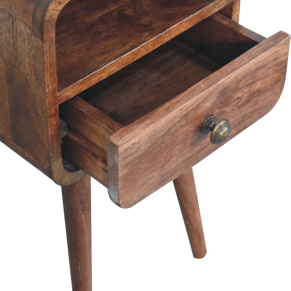 Brown Solid Wood Square One Drawer Nightstand - 22-inch