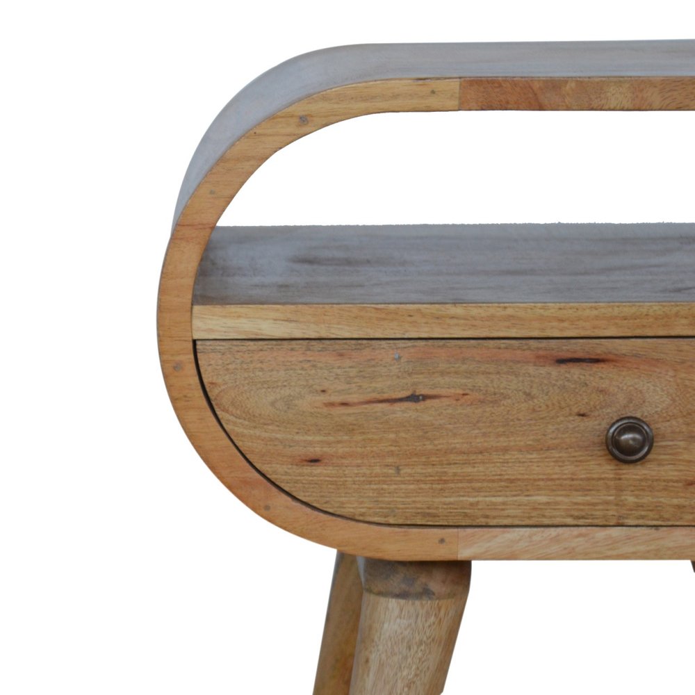 Natural Solid Wood Oval One Drawer Nightstand - 21-inch