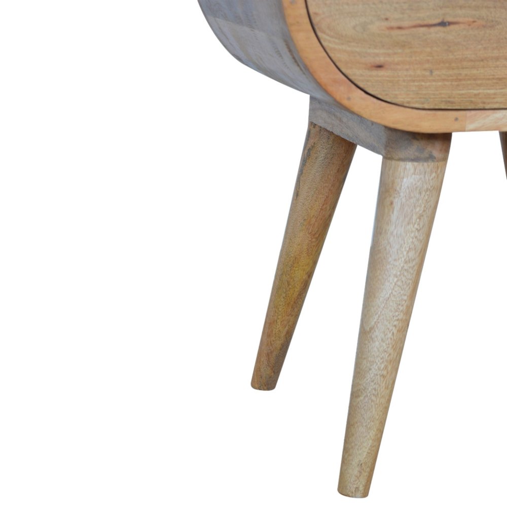 Natural Solid Wood Oval One Drawer Nightstand - 21-inch