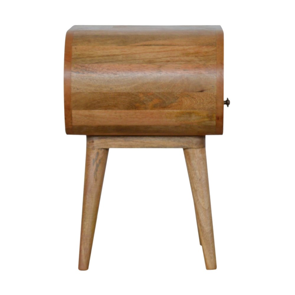Natural Solid Wood Oval One Drawer Nightstand - 21-inch