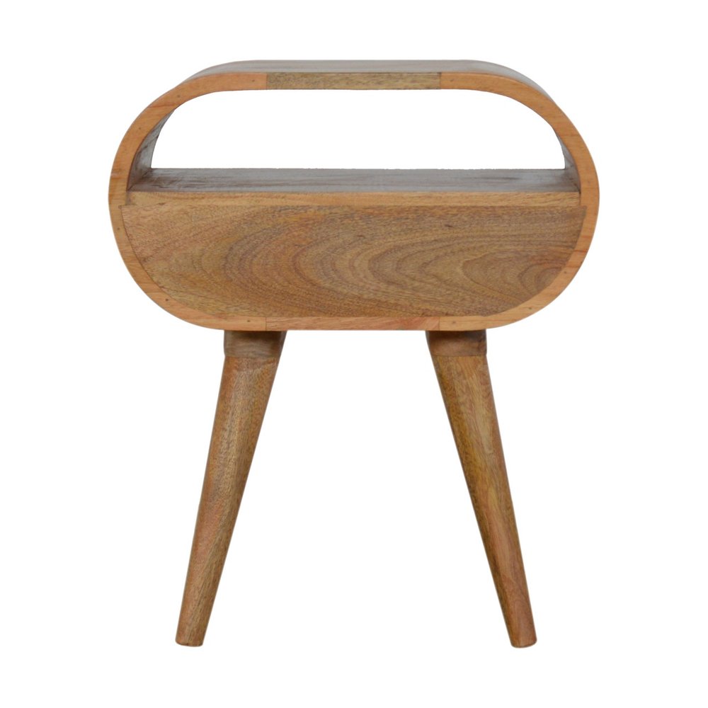 Natural Solid Wood Oval One Drawer Nightstand - 21-inch