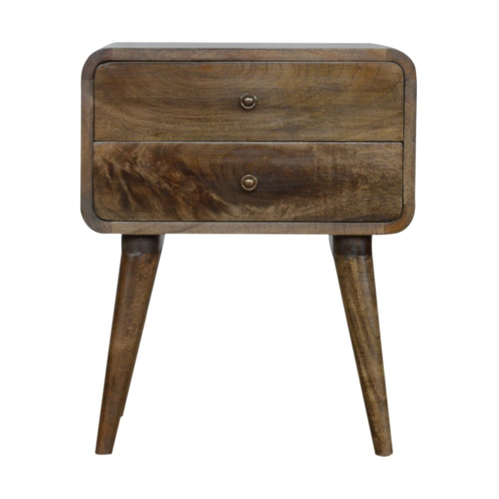 Natural Solid Wood Distressed Two Drawer Nightstand - 22-inch