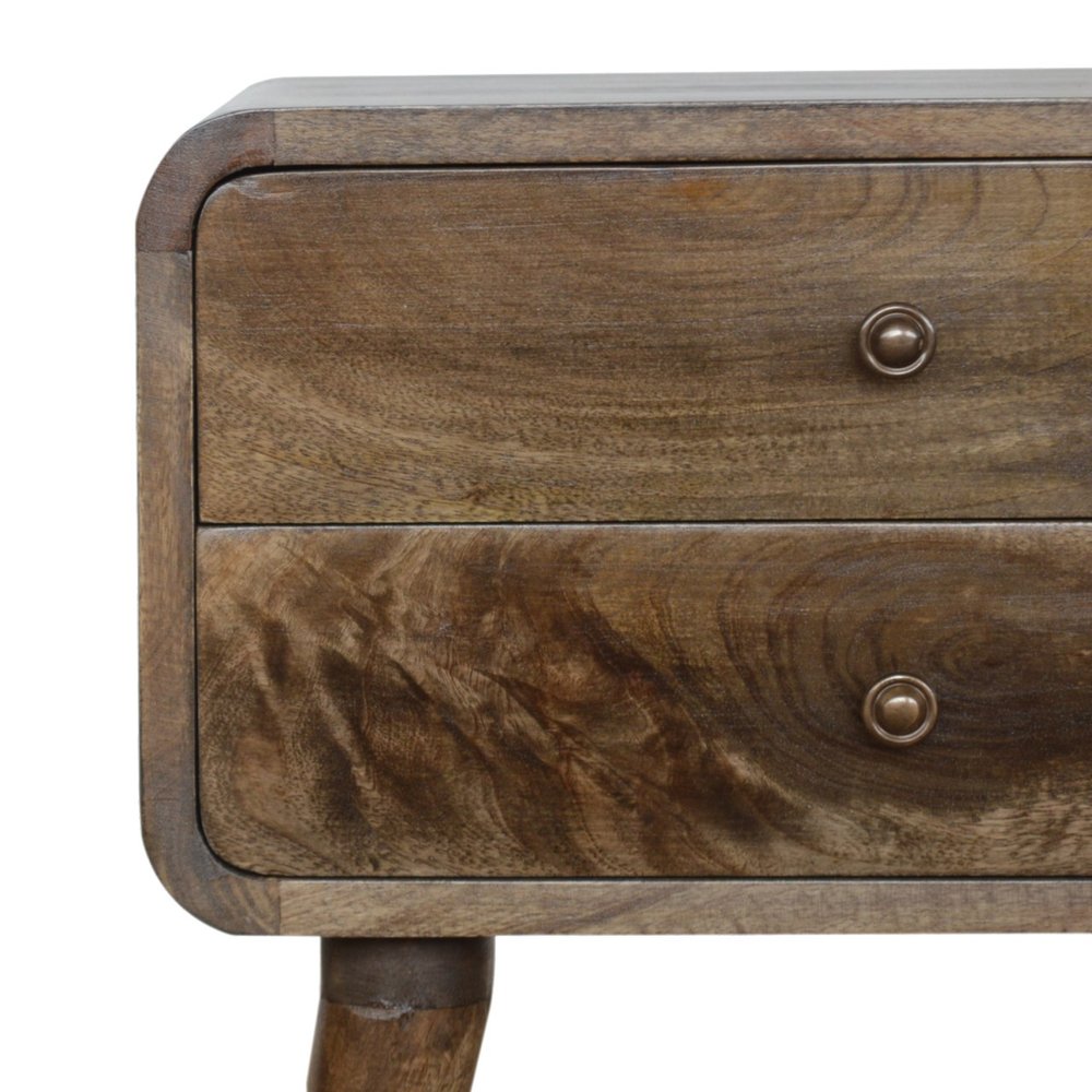 Natural Solid Wood Distressed Two Drawer Nightstand - 22-inch