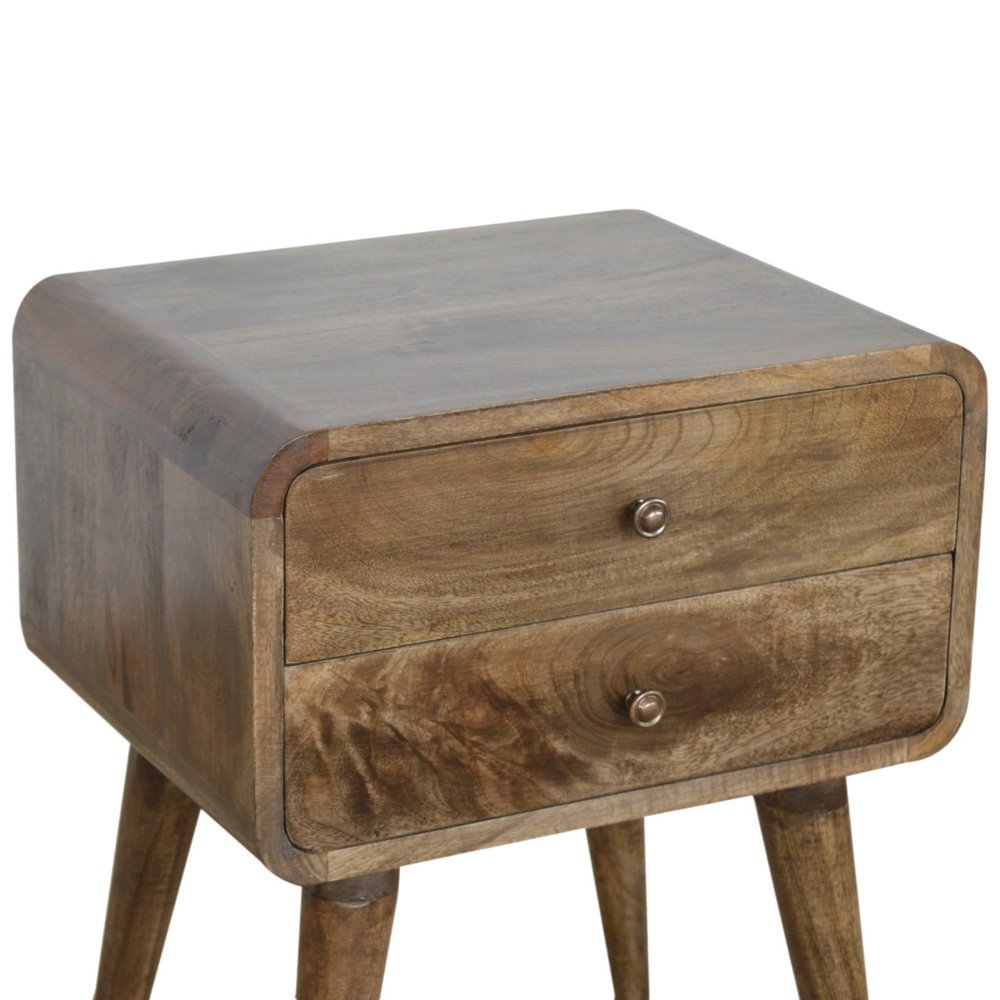 Natural Solid Wood Distressed Two Drawer Nightstand - 22-inch