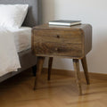 Natural Solid Wood Distressed Two Drawer Nightstand - 22-inch