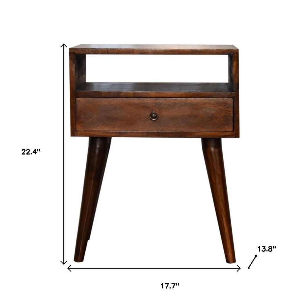 Chestnut Solid Wood One Drawer Nightstand - 22-inch