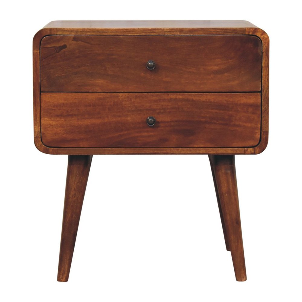 Chestnut Solid Wood Two Drawer Nightstand - 24-inch
