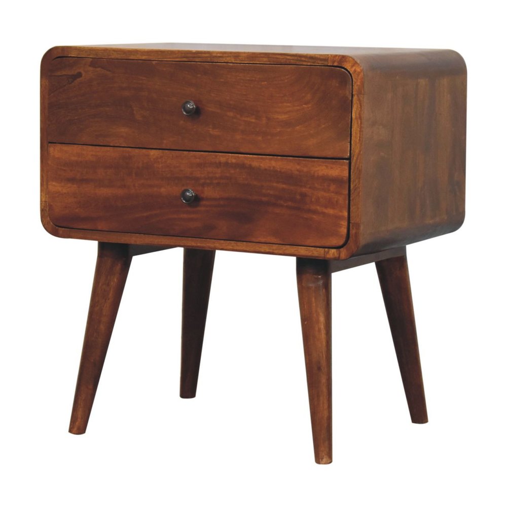 Chestnut Solid Wood Two Drawer Nightstand - 24-inch