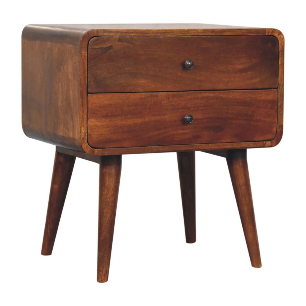 Chestnut Solid Wood Two Drawer Nightstand - 24-inch