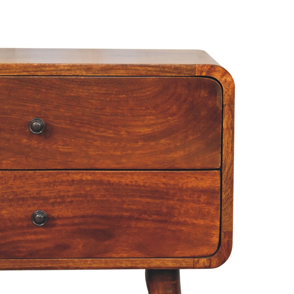 Chestnut Solid Wood Two Drawer Nightstand - 24-inch