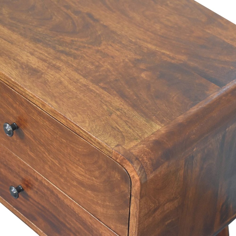 Chestnut Solid Wood Two Drawer Nightstand - 24-inch