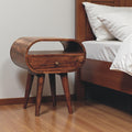 Brown Solid Wood Oval One Drawer Nightstand - 21-inch