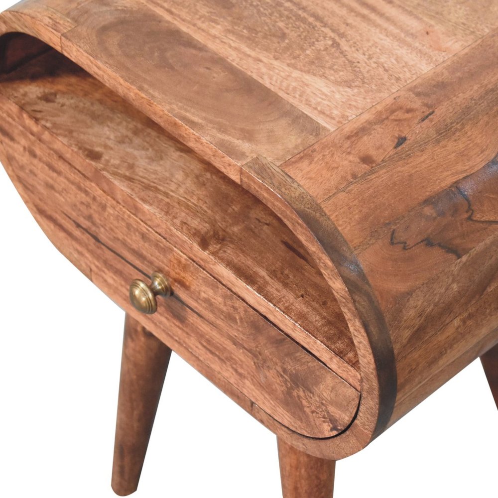 Brown Solid Wood Oval One Drawer Nightstand - 21-inch