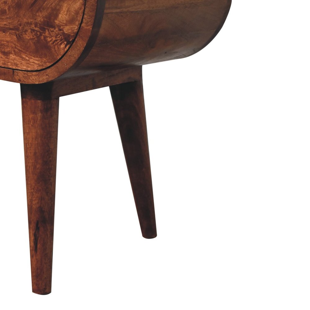 Brown Solid Wood Oval One Drawer Nightstand - 21-inch