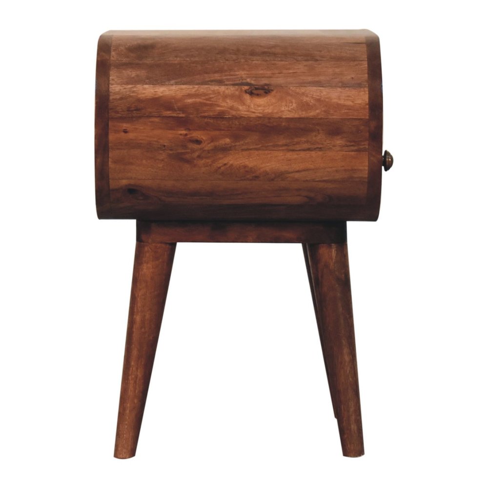 Brown Solid Wood Oval One Drawer Nightstand - 21-inch