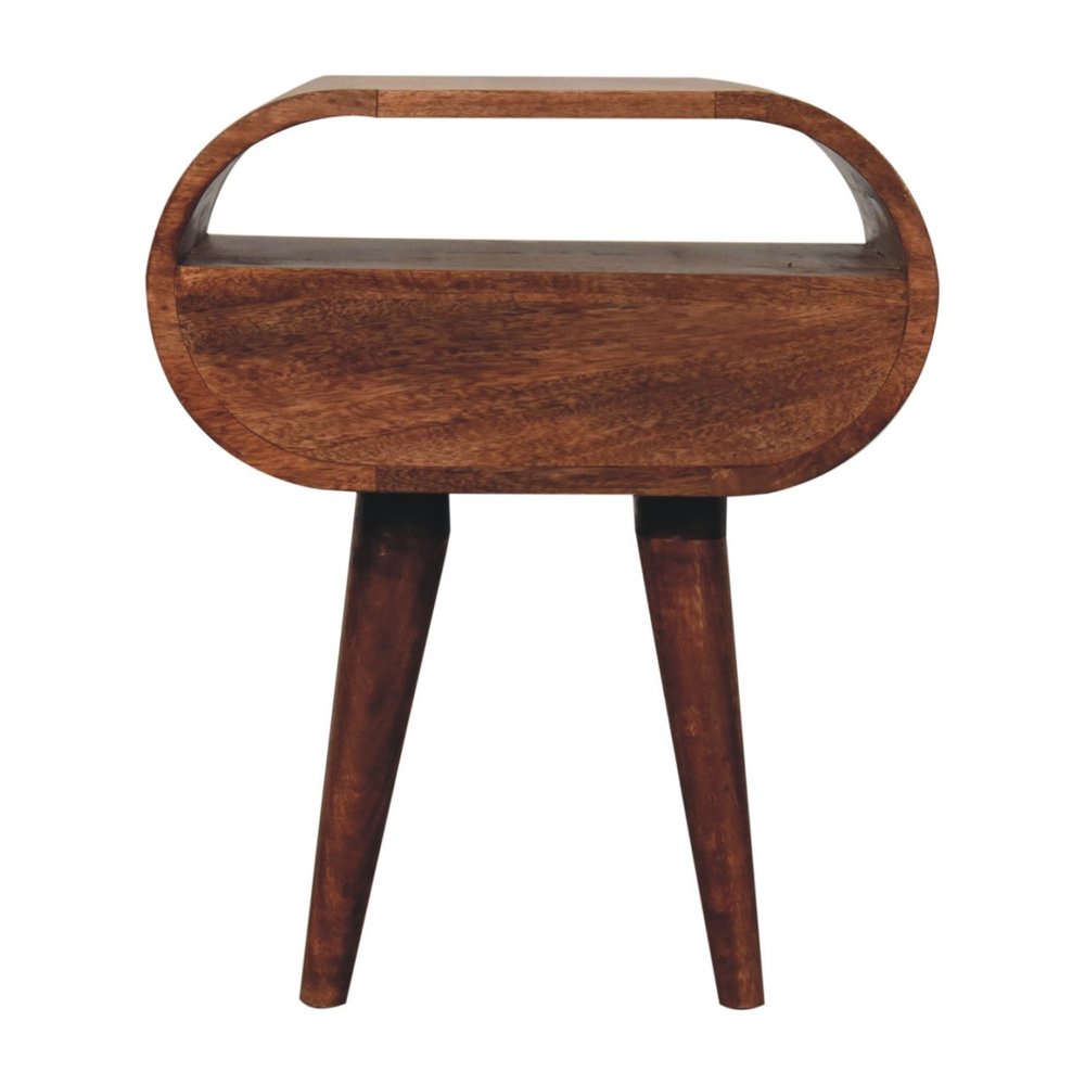 Brown Solid Wood Oval One Drawer Nightstand - 21-inch
