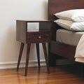 Walnut Solid Wood Square One Drawer Nightstand - 22-inch