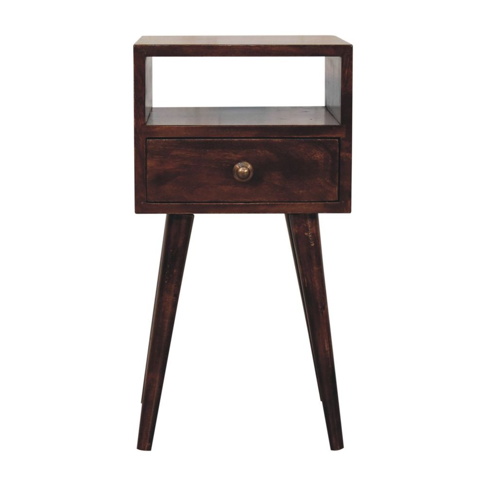 Walnut Solid Wood Square One Drawer Nightstand - 22-inch