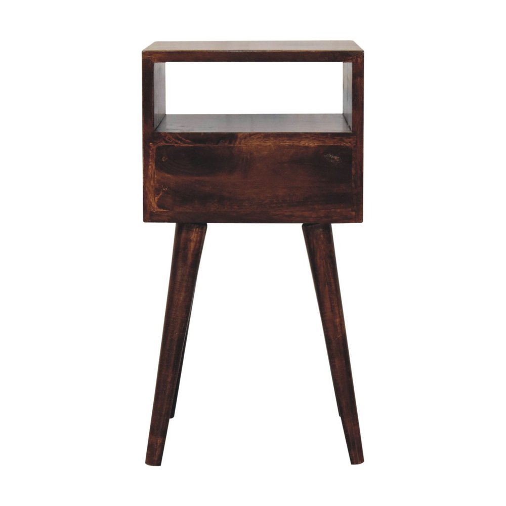 Walnut Solid Wood Square One Drawer Nightstand - 22-inch