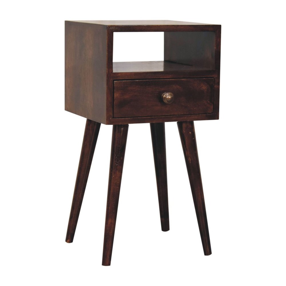 Walnut Solid Wood Square One Drawer Nightstand - 22-inch