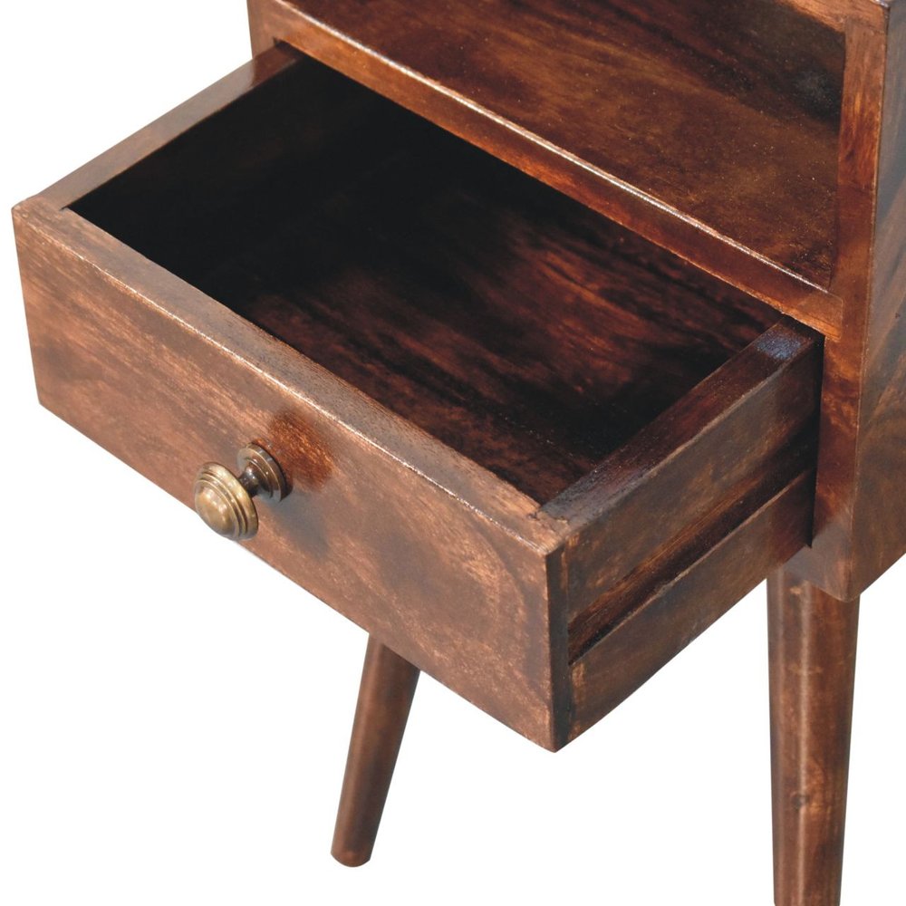 Walnut Solid Wood Square One Drawer Nightstand - 22-inch