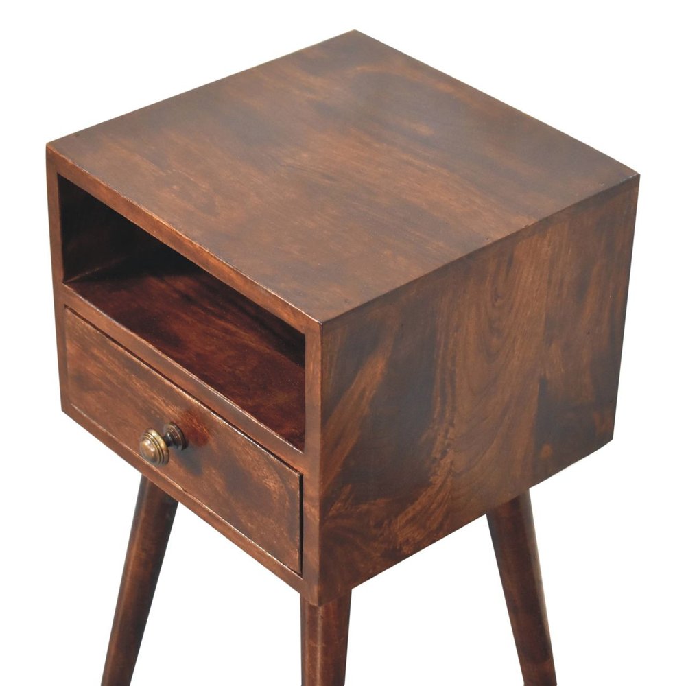 Walnut Solid Wood Square One Drawer Nightstand - 22-inch