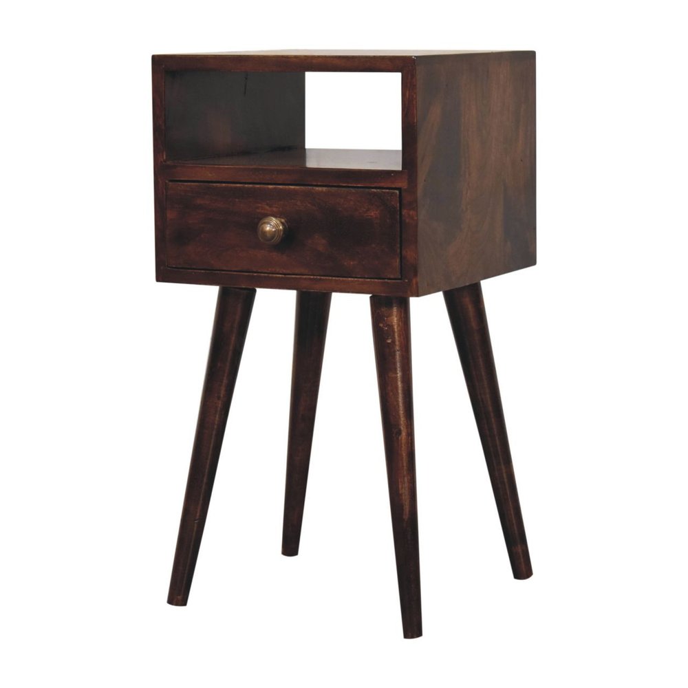 Walnut Solid Wood Square One Drawer Nightstand - 22-inch