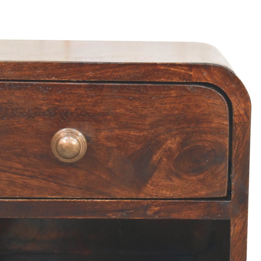 Walnut Solid Wood Round One Drawer Floating Nightstand - 16-inch