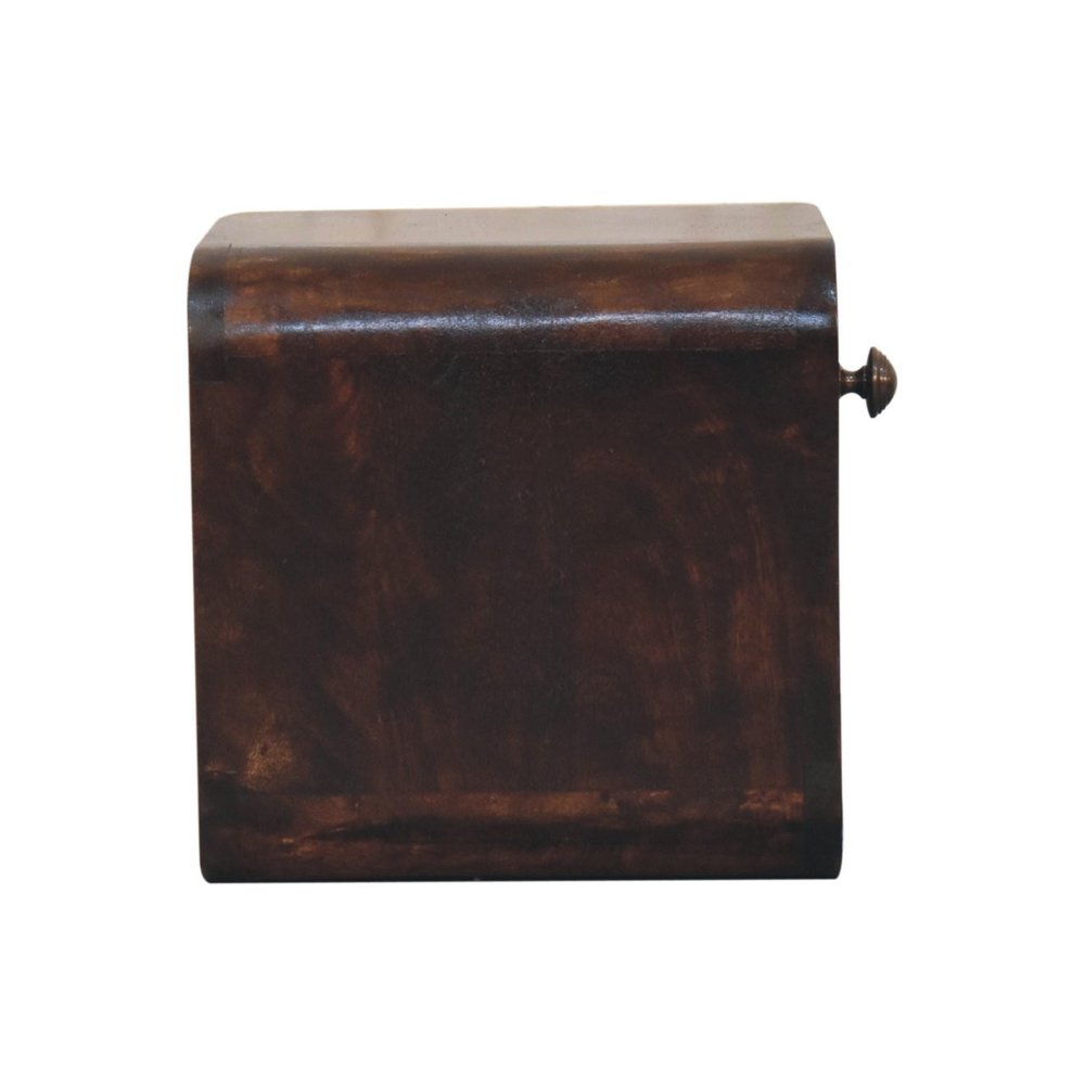 Walnut Solid Wood Round One Drawer Floating Nightstand - 16-inch