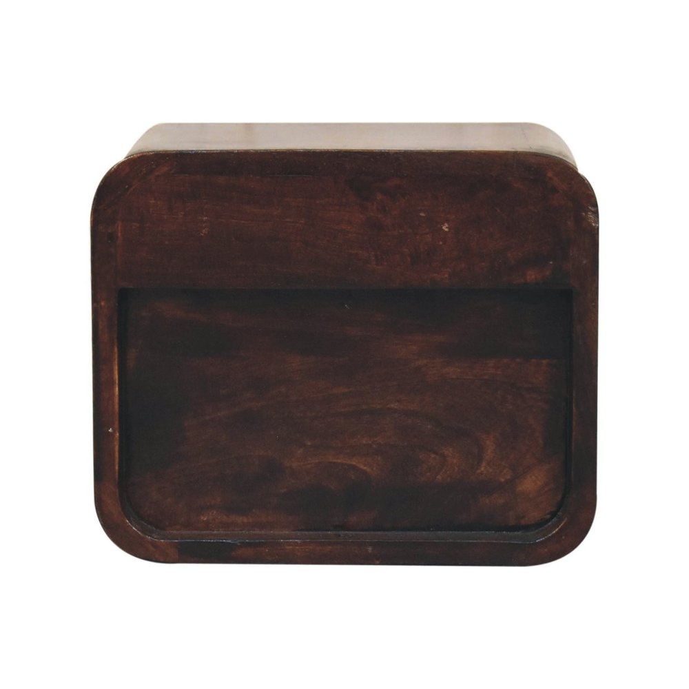 Walnut Solid Wood Round One Drawer Floating Nightstand - 16-inch