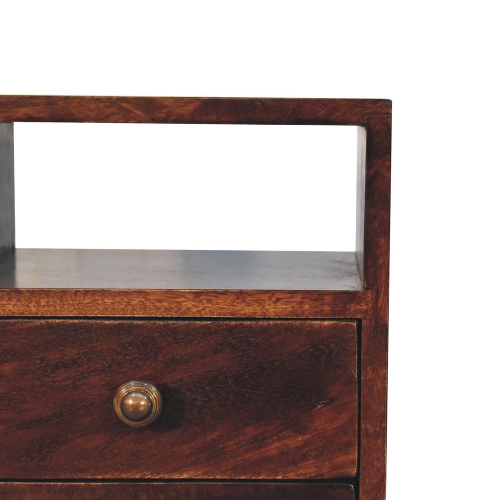 Walnut Solid Wood Square Two Drawer Nightstand - 20-inch