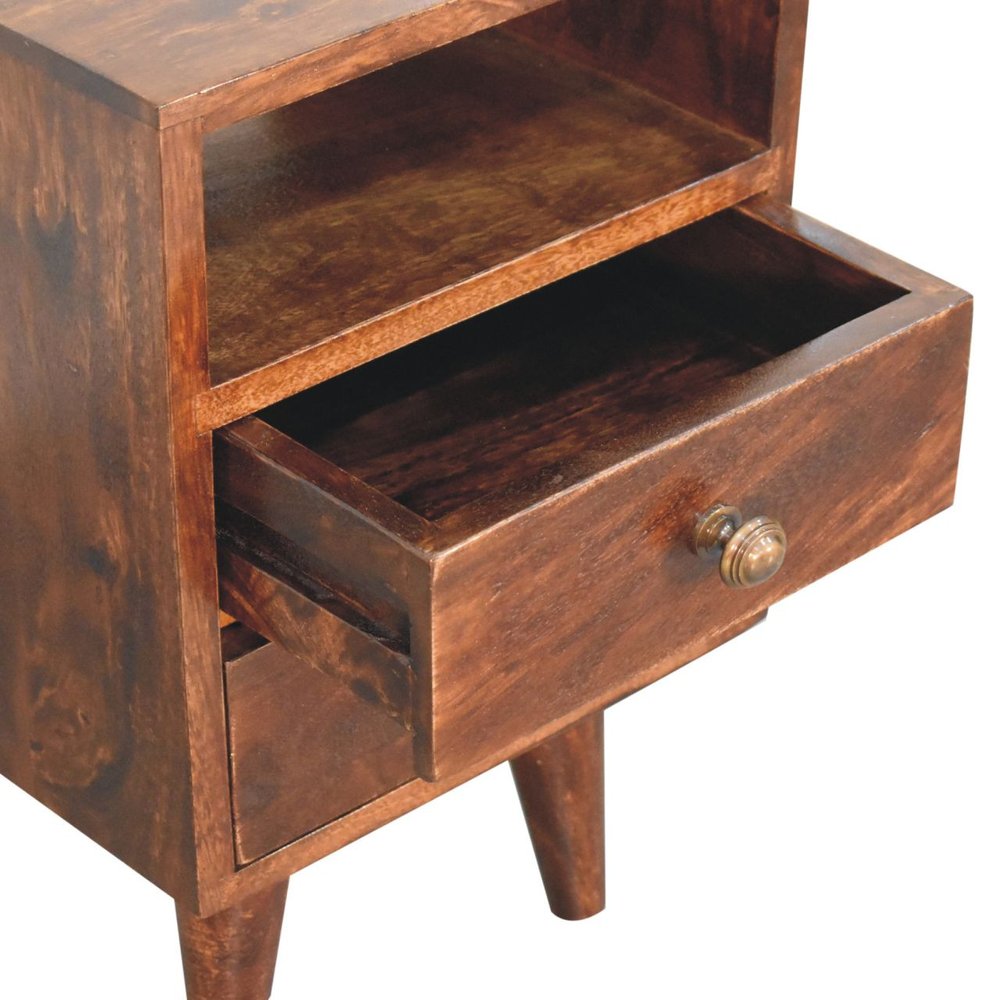 Walnut Solid Wood Square Two Drawer Nightstand - 20-inch