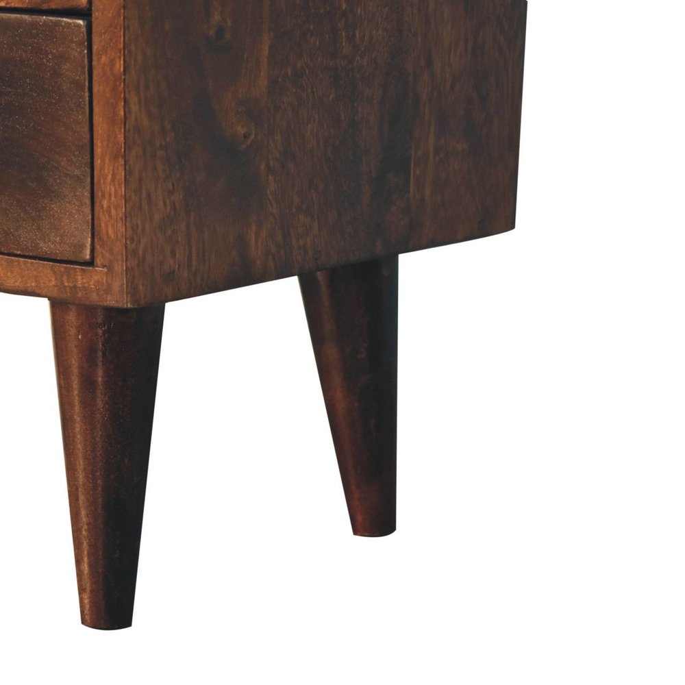 Walnut Solid Wood Square Two Drawer Nightstand - 20-inch
