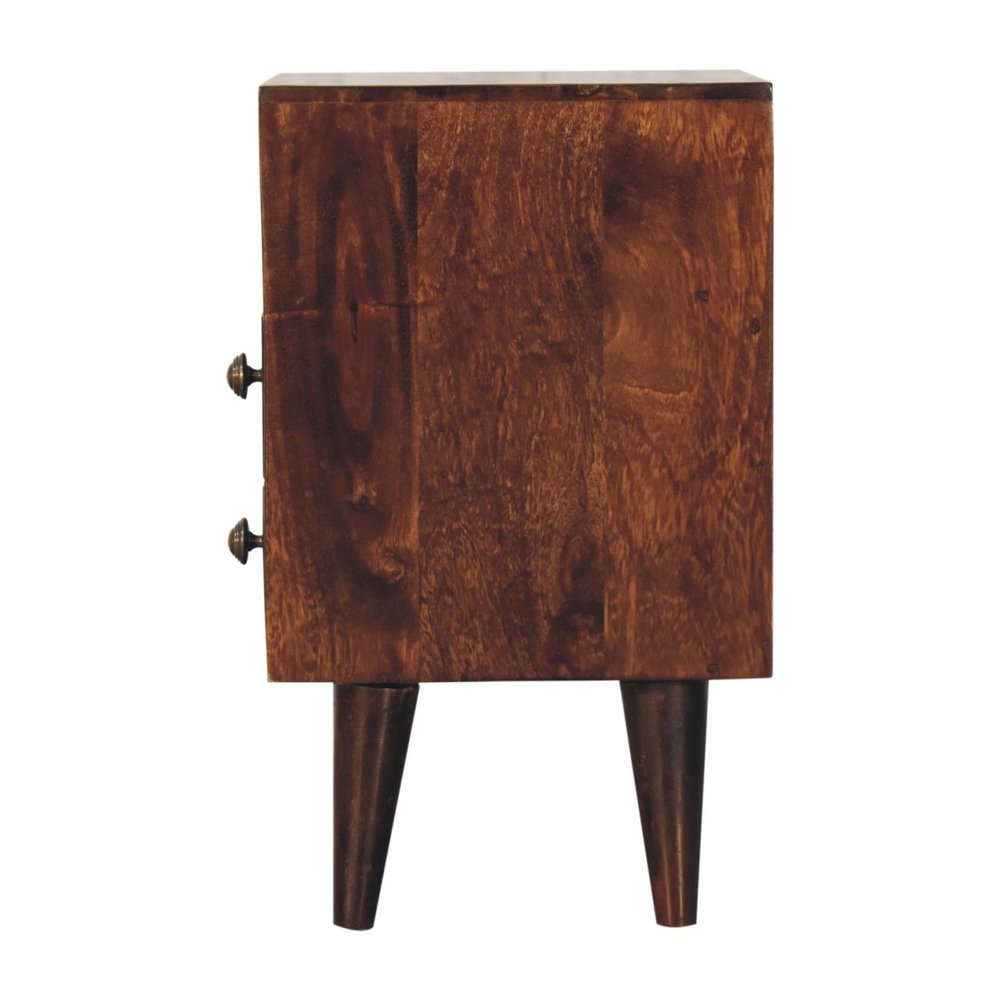 Walnut Solid Wood Square Two Drawer Nightstand - 20-inch