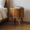 Natural Solid Wood Oval Two Drawer Nightstand - 18-inch
