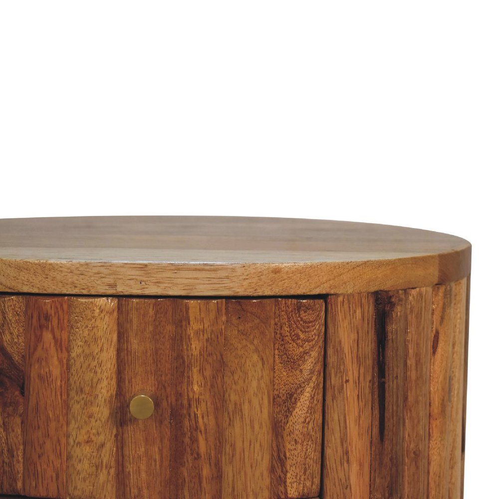 Natural Solid Wood Oval Two Drawer Nightstand - 18-inch