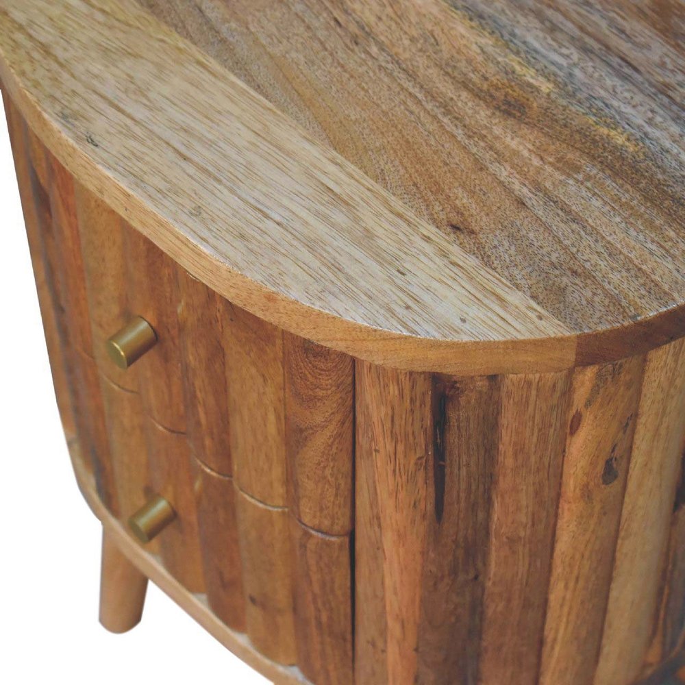 Natural Solid Wood Oval Two Drawer Nightstand - 18-inch