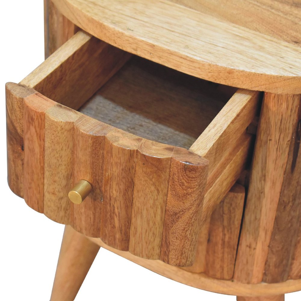 Natural Solid Wood Oval Two Drawer Nightstand - 18-inch