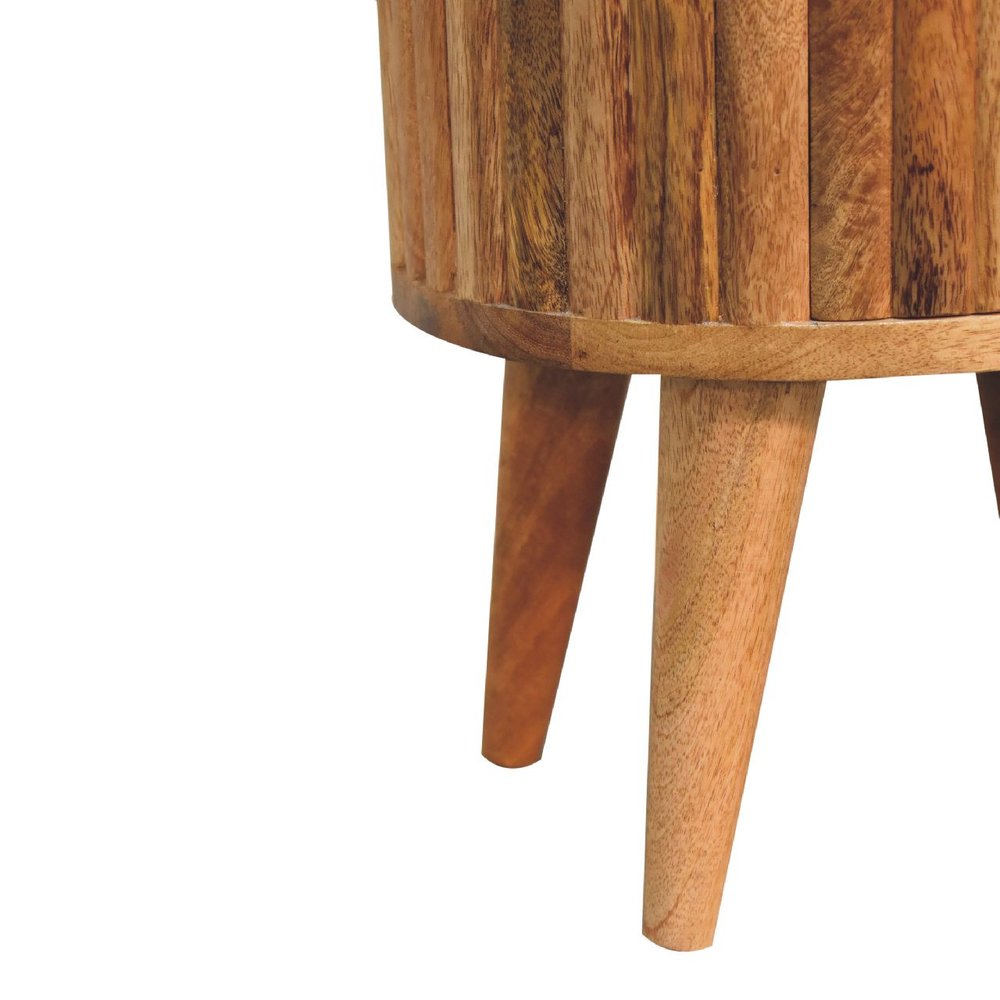 Natural Solid Wood Oval Two Drawer Nightstand - 18-inch