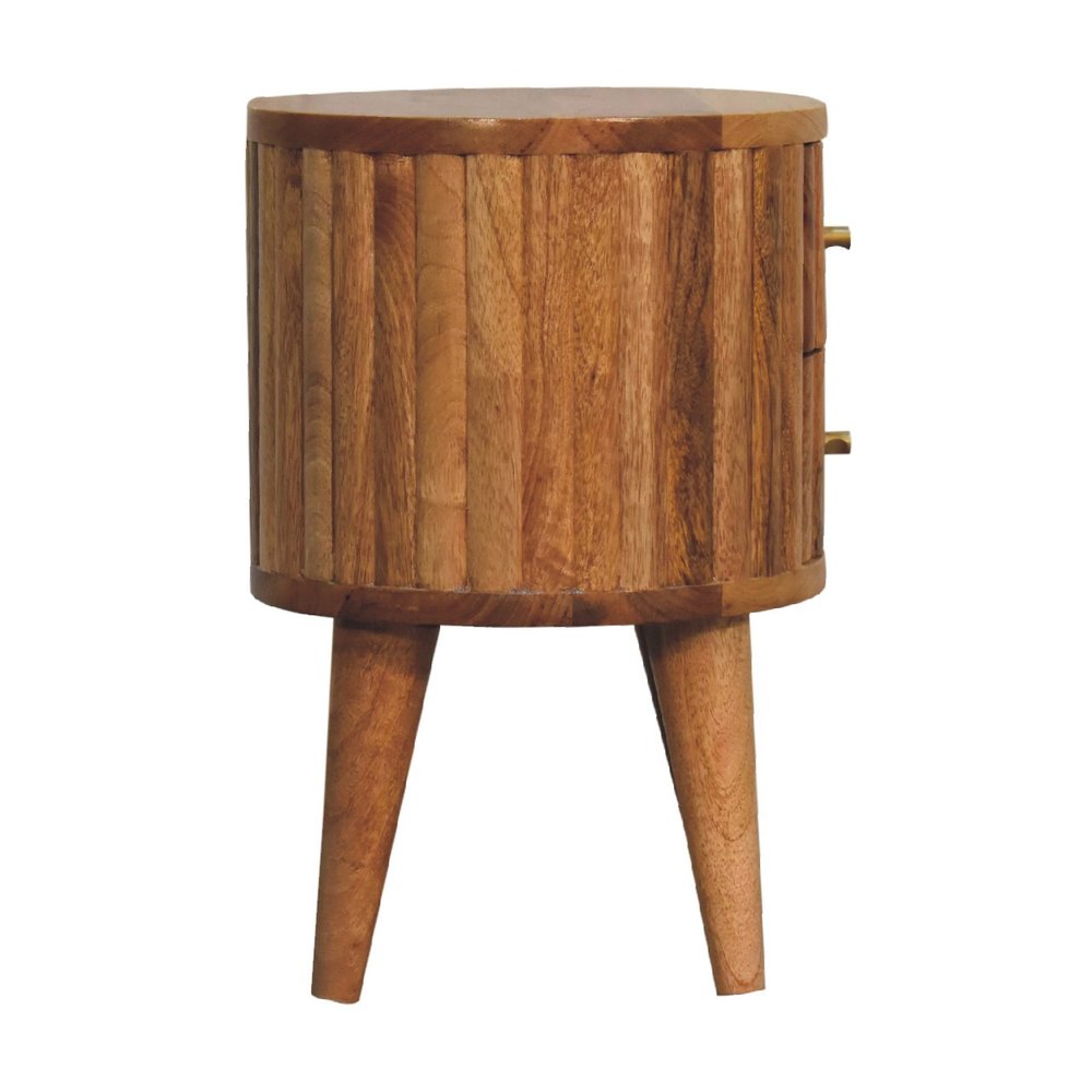 Natural Solid Wood Oval Two Drawer Nightstand - 18-inch