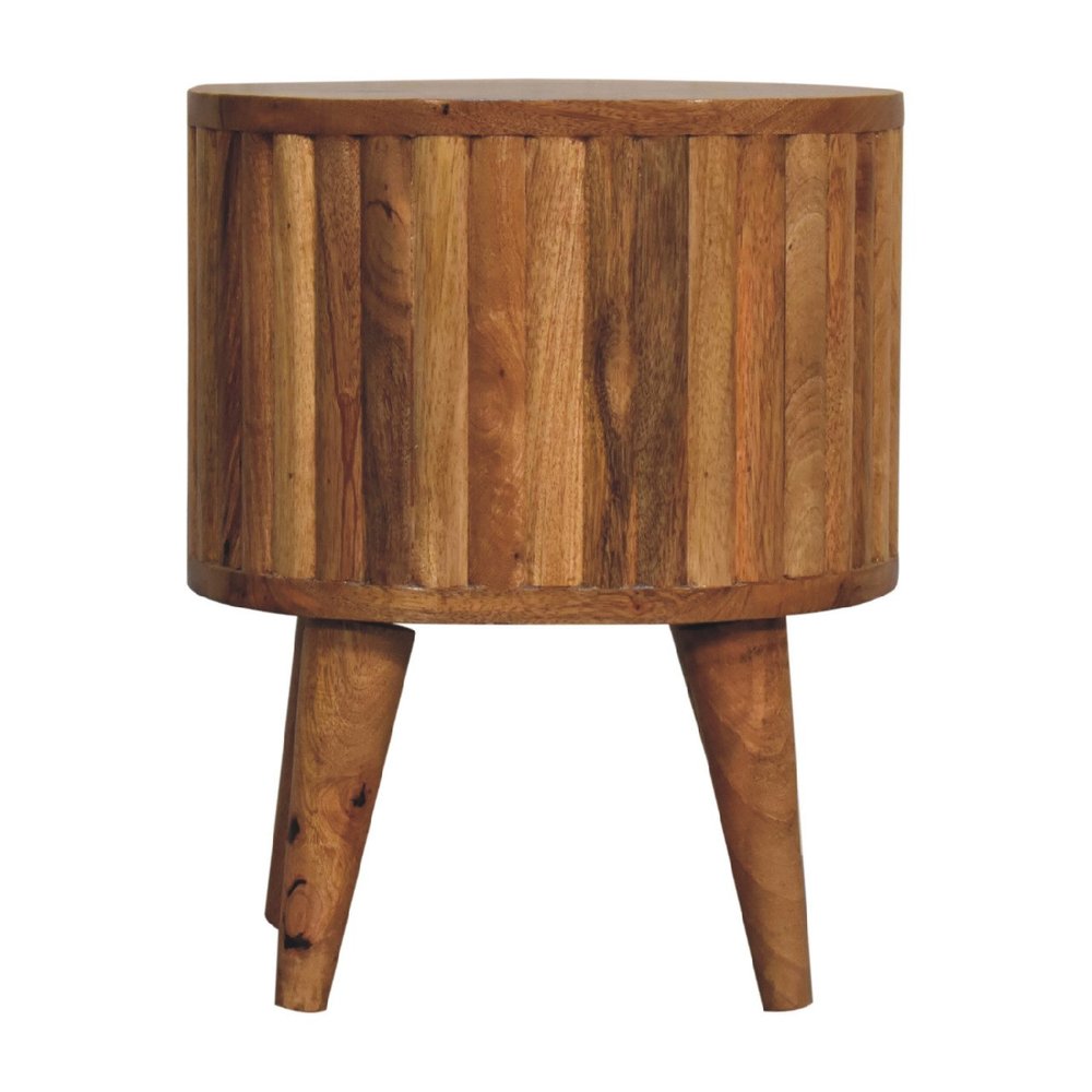 Natural Solid Wood Oval Two Drawer Nightstand - 18-inch