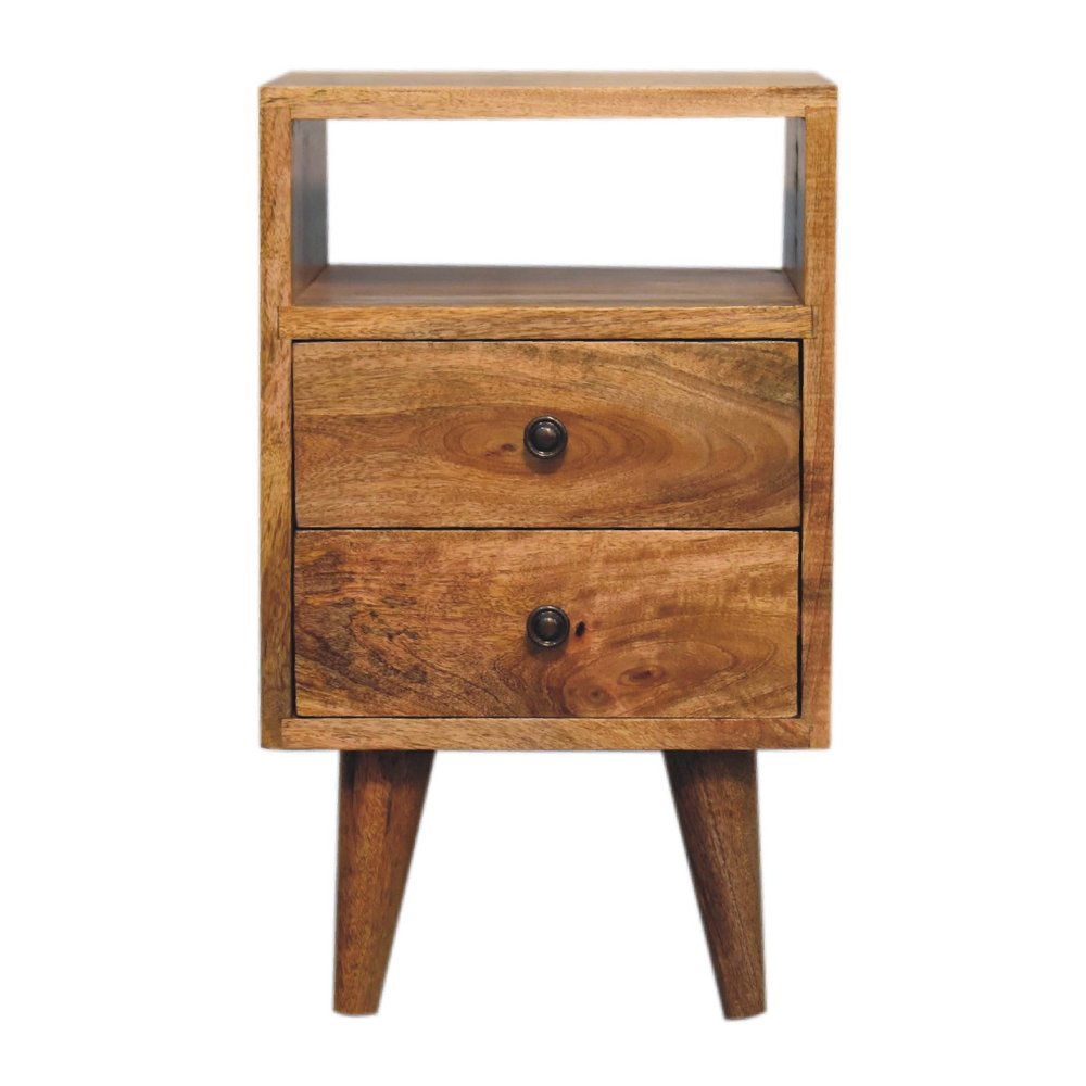 Oak Solid Wood Two Drawer Nightstand - 20-inch