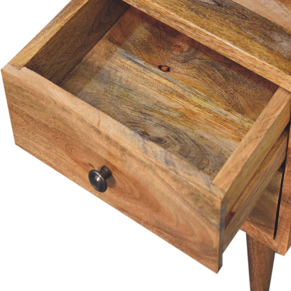 Oak Solid Wood Two Drawer Nightstand - 20-inch