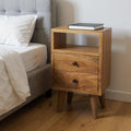 Oak Solid Wood Two Drawer Nightstand - 20-inch