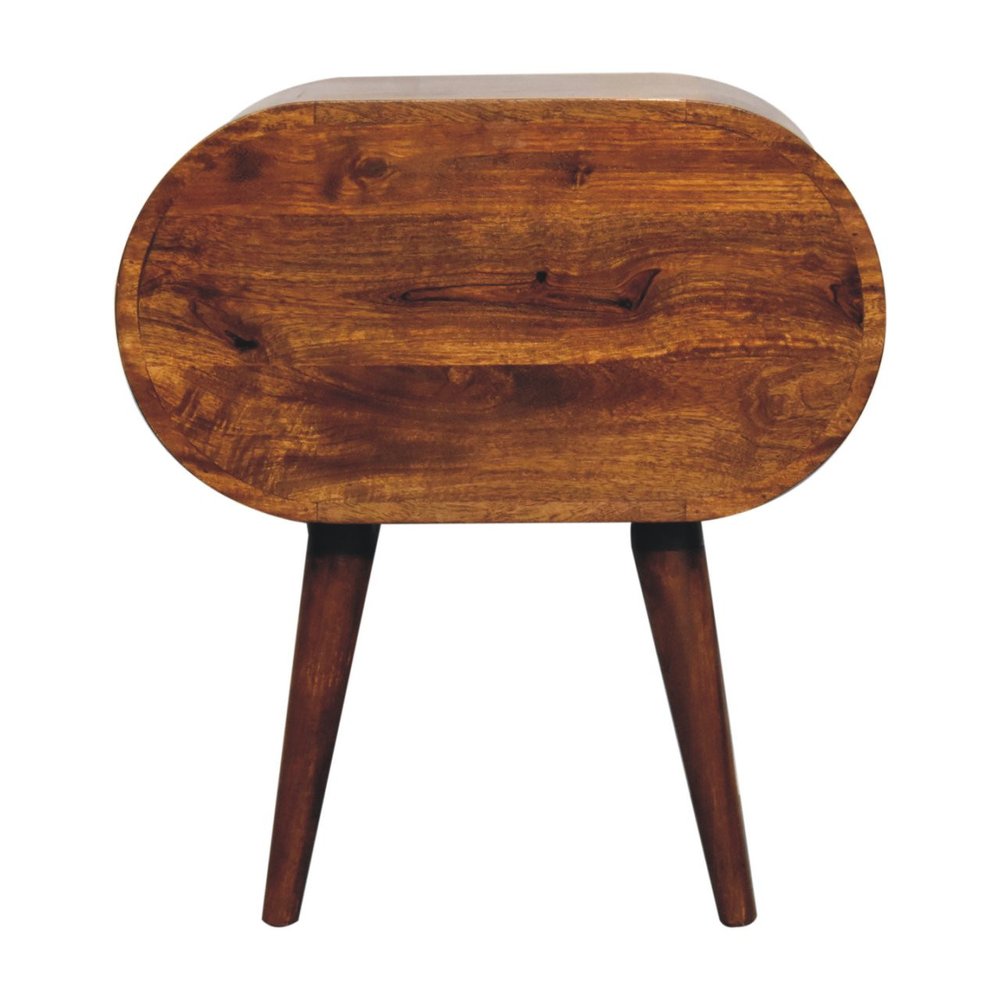 Chestnut Solid Wood Oval Two Drawer Nightstand - 24-inch