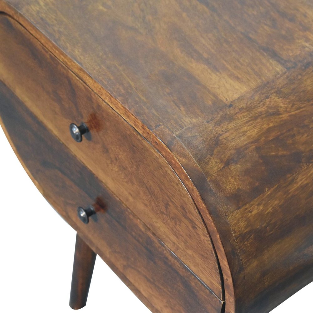 Chestnut Solid Wood Oval Two Drawer Nightstand - 24-inch