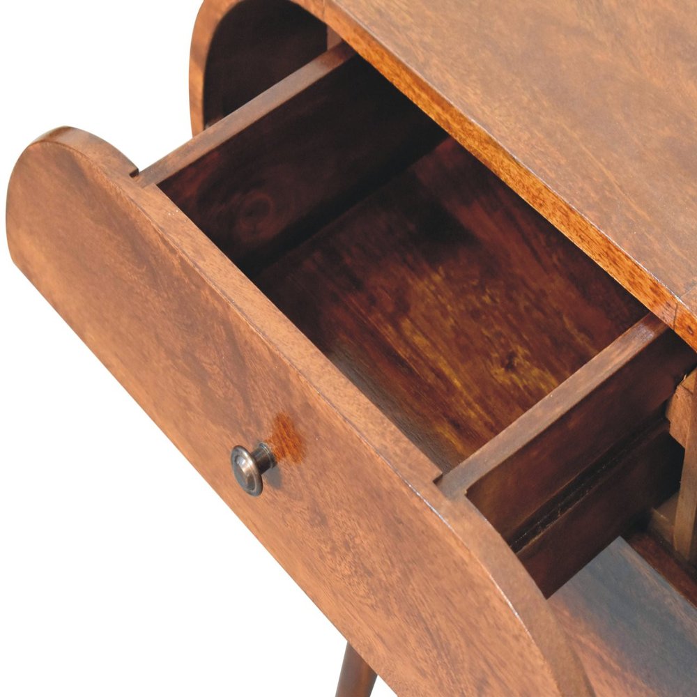 Chestnut Solid Wood Oval Two Drawer Nightstand - 24-inch