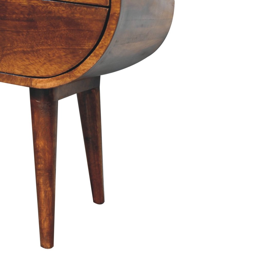 Chestnut Solid Wood Oval Two Drawer Nightstand - 24-inch